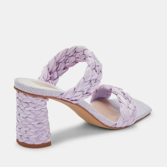 NEW Dolce Vita Paily Lilac Raffia Braided Straps Slip On Open Toe Heeled Sandal - Picture 3 of 11